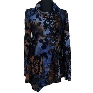 MULTI COLOR BURNED OUT VELVET TYE DYE COWL NECK TOP